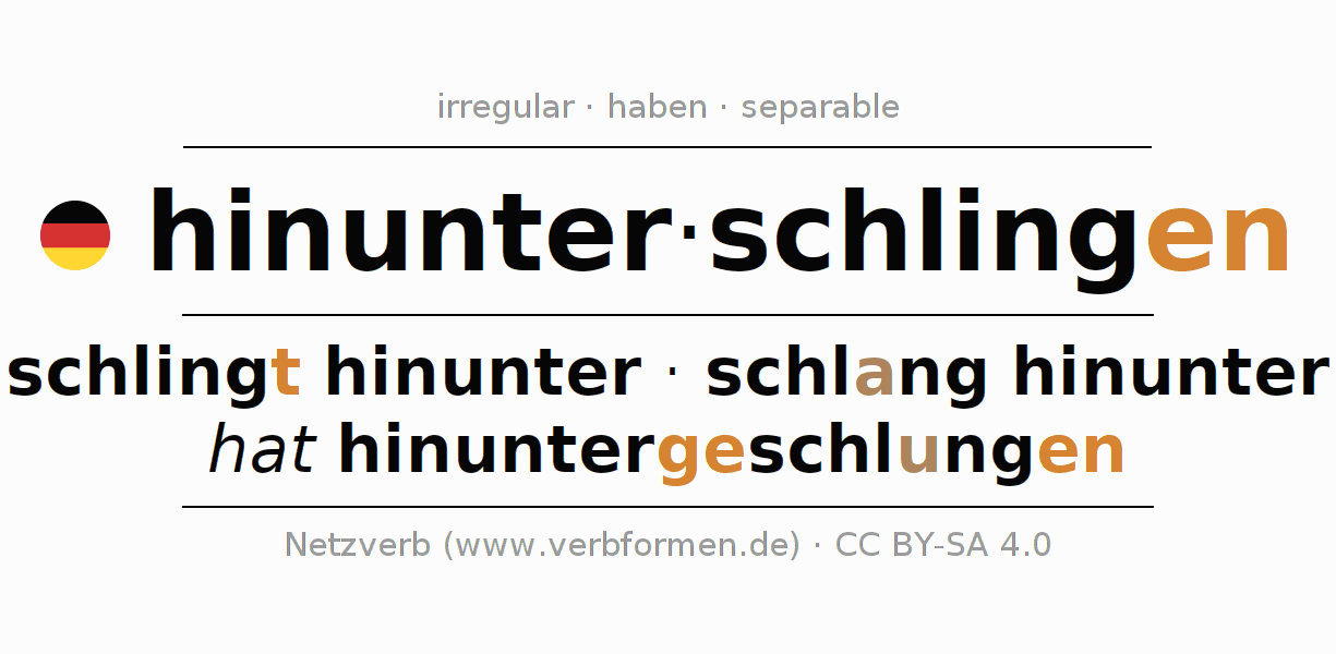 Sentences with German verb hinunterschlingen