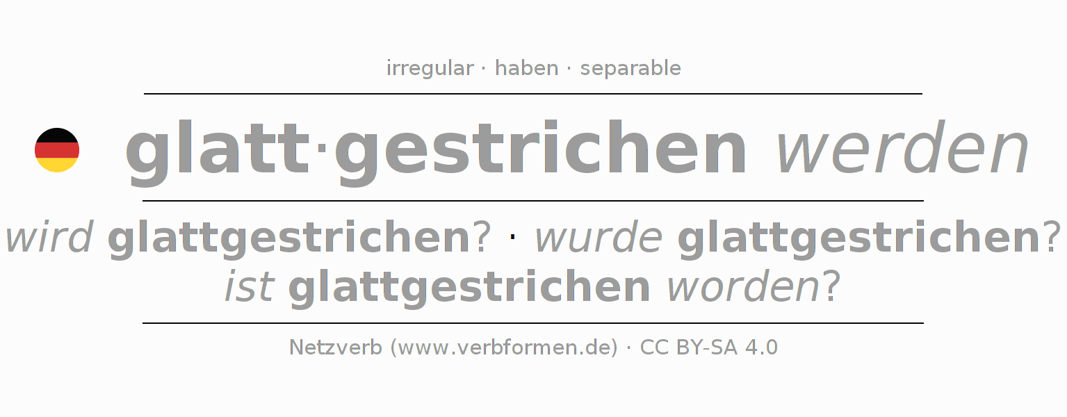 Sentences with German verb glattstreichen 〈Passive〉 〈Interrogative〉