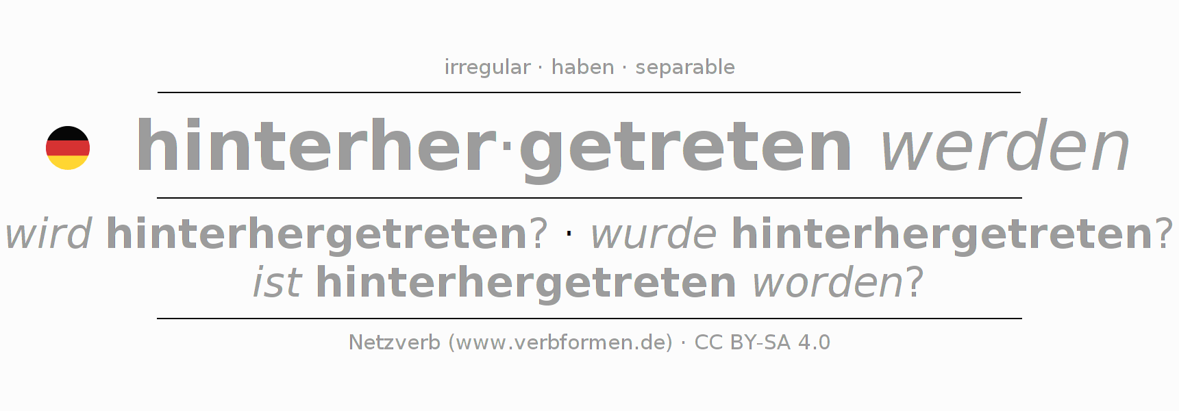 Conjugation of German verb hinterhertreten (hat)
