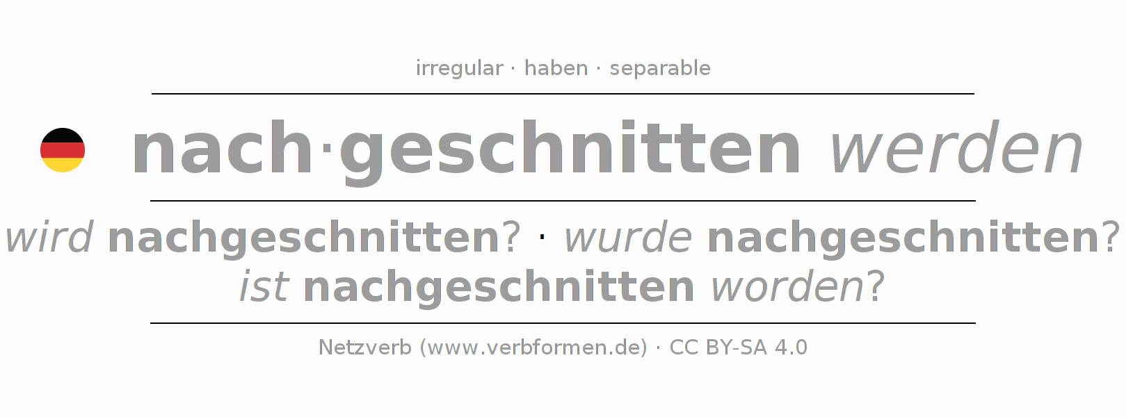 Conjugation of German verb nachschneiden