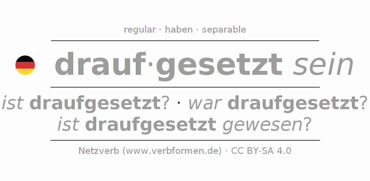 Conjugation of German verb draufsetzen