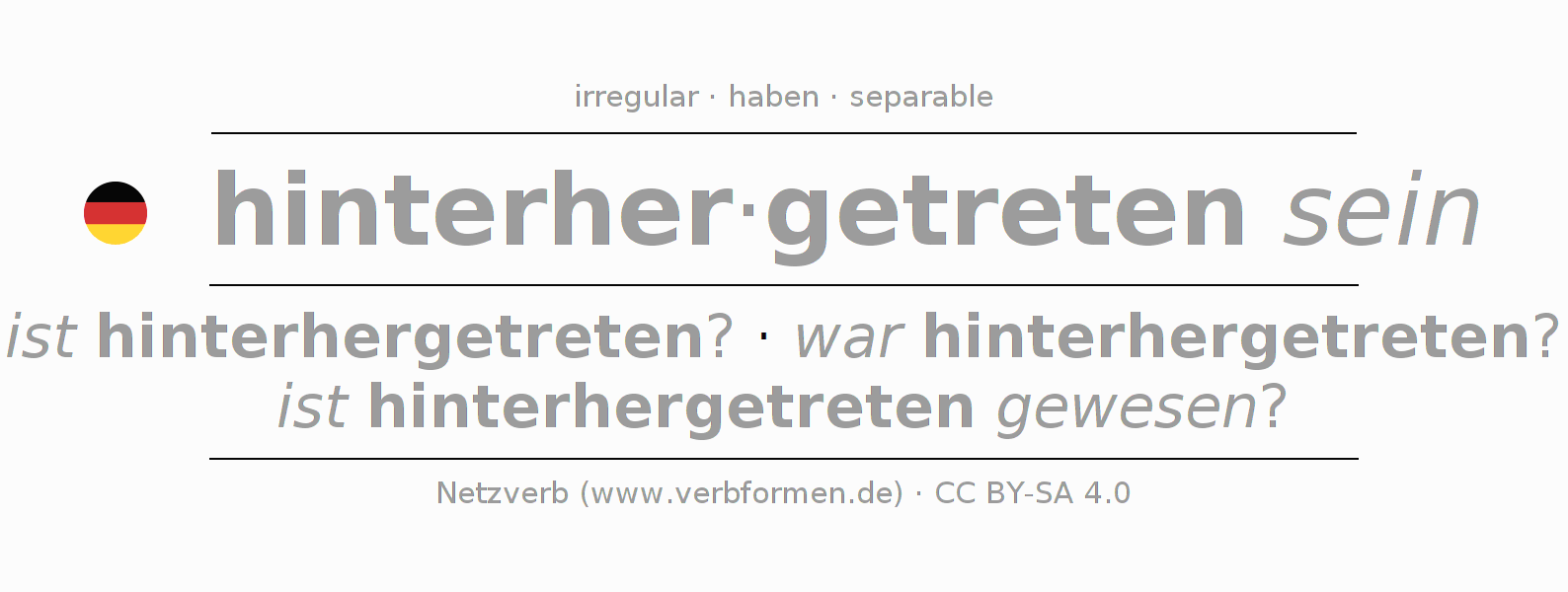 Conjugation of German verb hinterhertreten (hat)