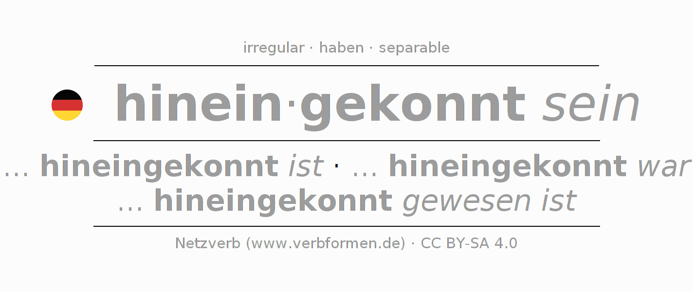 Conjugation of German verb hineinkönnen