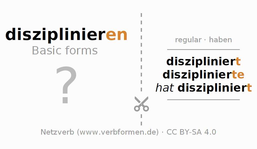 Flash cards for  conjugation of German verb disziplinieren