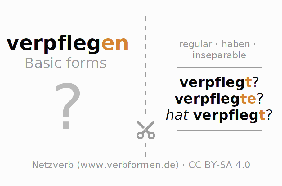 Flash cards for  conjugation of German verb verpflegen