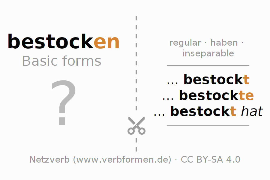 Flash cards for  conjugation of German verb bestocken