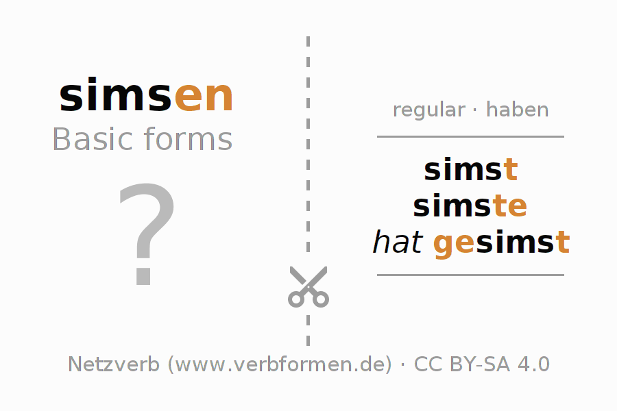 Flash cards for  conjugation of German verb simsen