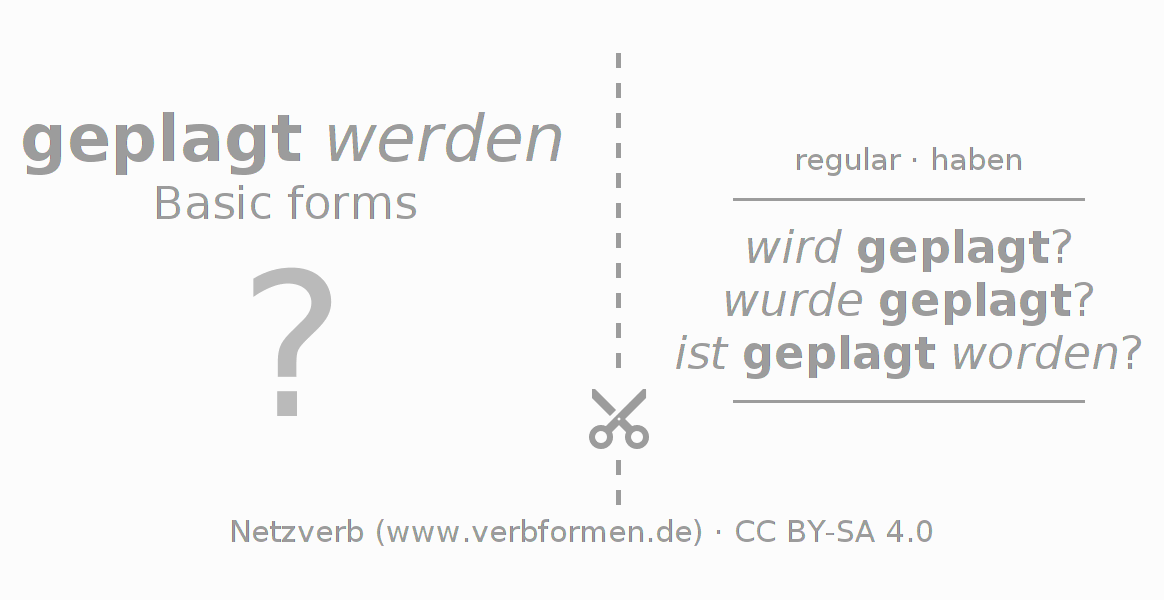 Flash cards for  conjugation of German verb plagen