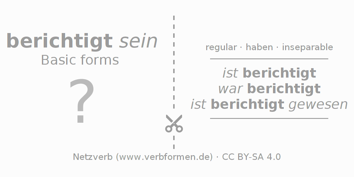 Flash cards for  conjugation of German verb berichtigen
