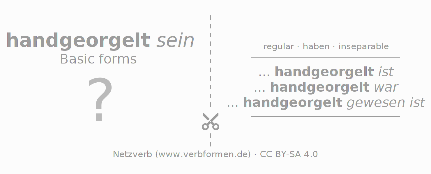 Flash cards for  conjugation of German verb handorgeln