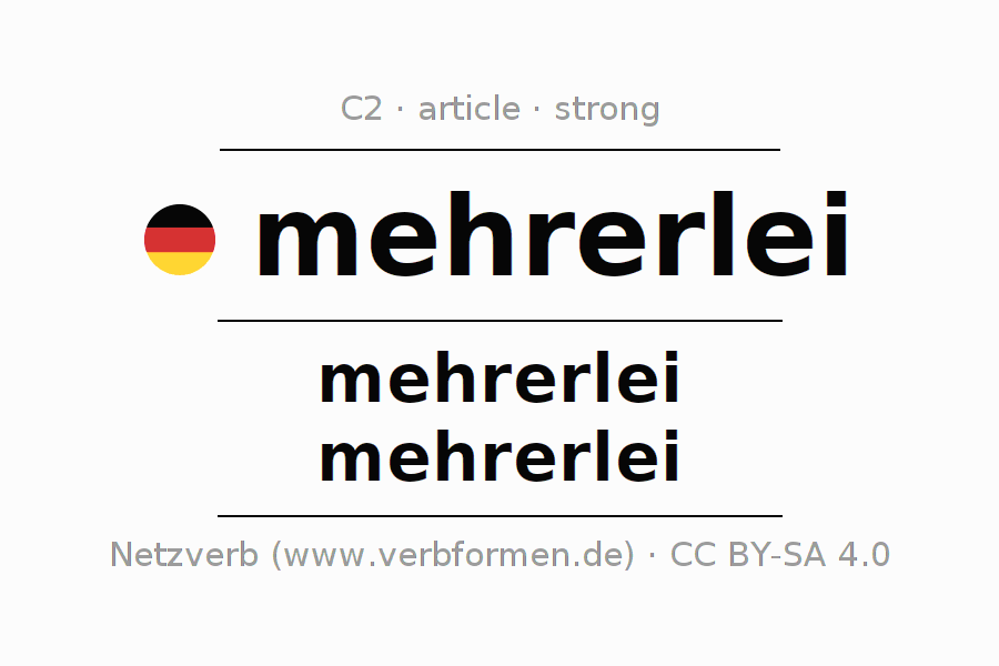 Declension German article mehrerlei with plural and genus