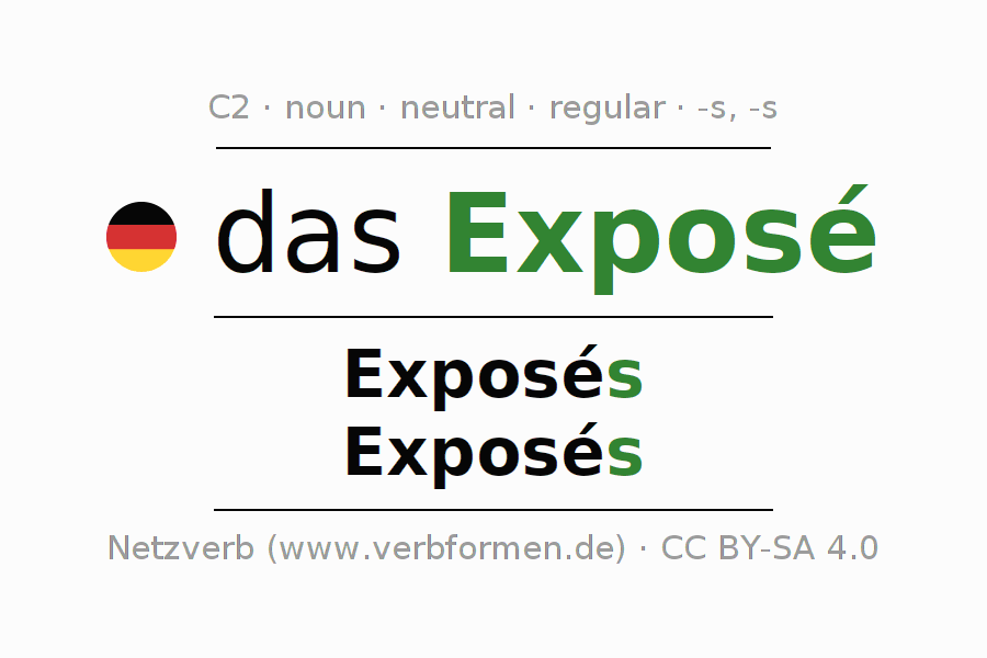 Declension German "Exposé" All cases of the noun, plural, article