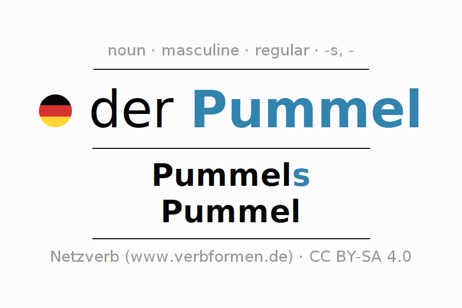 Declension German "Pummel" All cases of the noun, plural, article