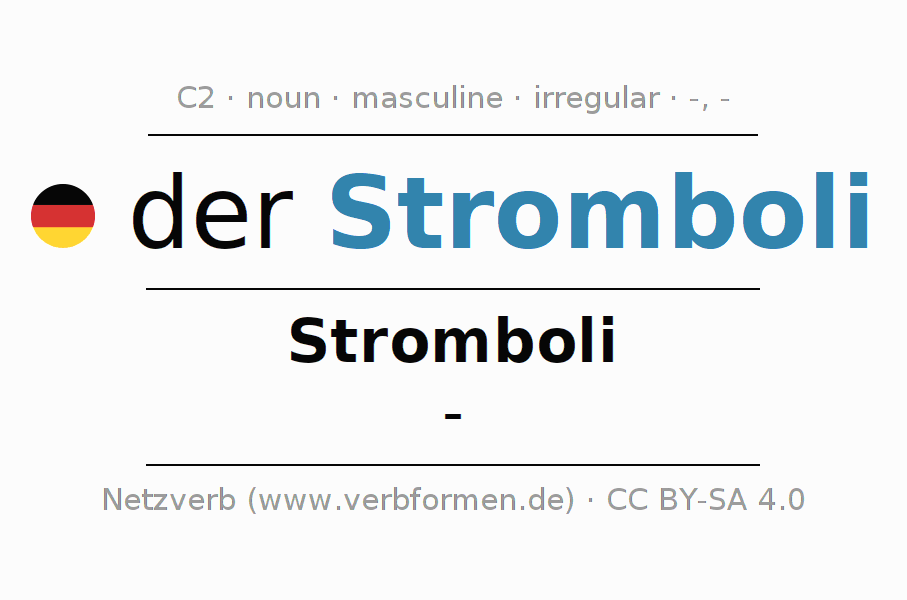 Declension German "Stromboli" All cases of the noun, plural, article Netzverb Dictionary
