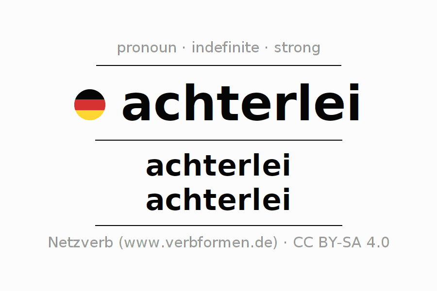 Declension German pronoun achterlei with plural and genus