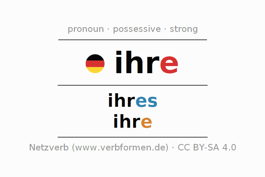 Declension German pronoun ihre with plural and genus