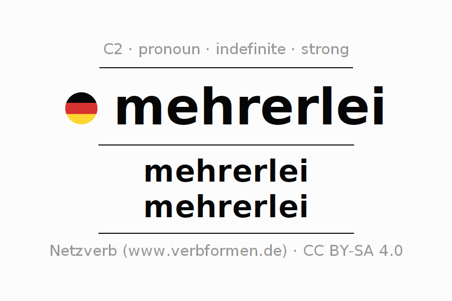 Declension German pronoun mehrerlei with plural and genus